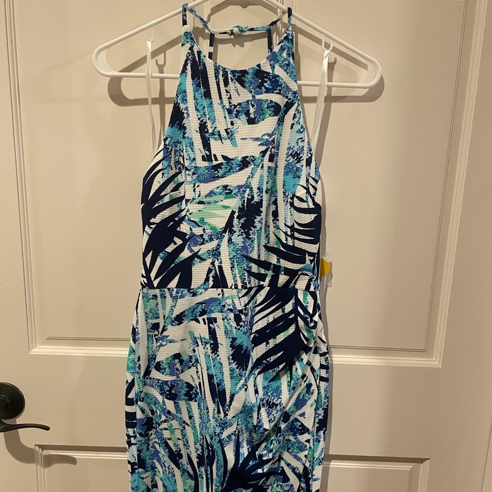 Blue and white tropical dress - size 2